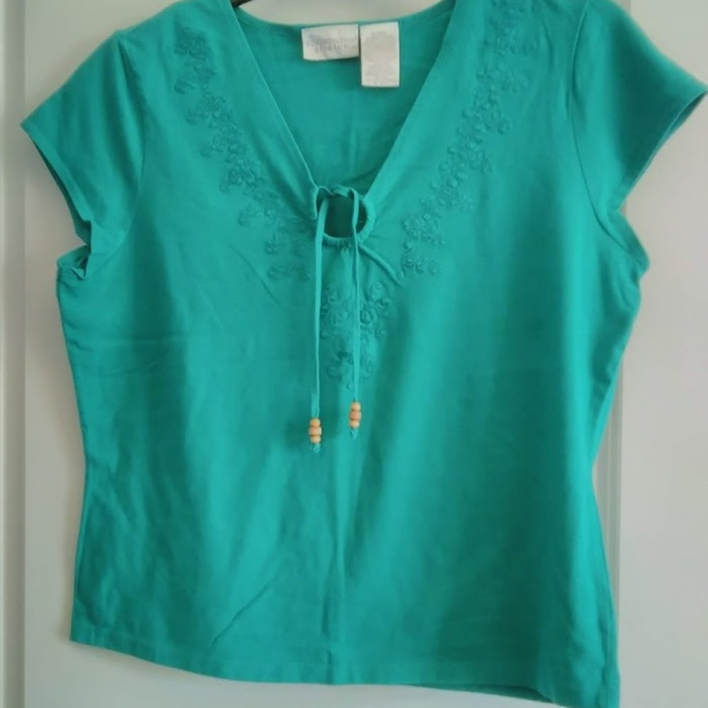 Worthington Stretch Teal Green Top- NEVER WORN